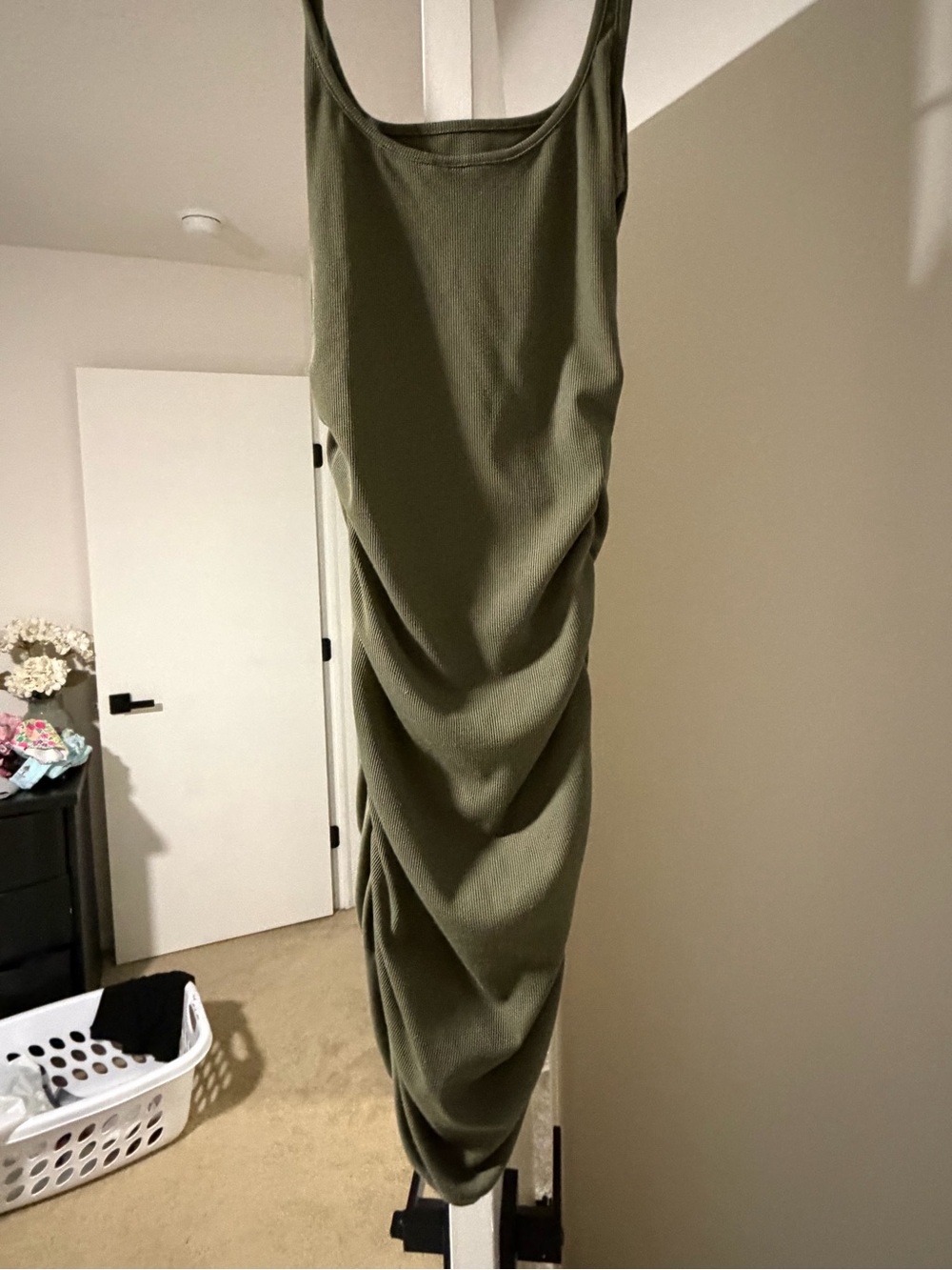 Olive Green Ruched Bodycon dress - Women